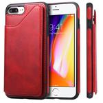For iPhone 7 Plus / 8 Plus Shockproof Calf Texture Protective Case with Holder & Card Slots & Frame(Red)