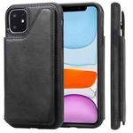 For iPhone 11 Shockproof Calf Texture Protective Case with Holder & Card Slots & Frame(Black)