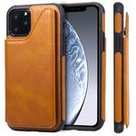 For iPhone 11 Pro Shockproof Calf Texture Protective Case with Holder & Card Slots & Frame(Brown)