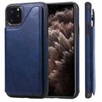 For iPhone 11 Pro Max Shockproof Calf Texture Protective Case with Holder & Card Slots & Frame(Blue)