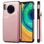 For Huawei Mate 30 Shockproof Calf Texture Protective Case with Holder & Card Slots & Frame(Rose Gold)