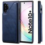For Galaxy Note 10+ Shockproof Calf Texture Protective Case with Holder & Card Slots & Frame(Blue)