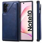 For Galaxy Note 10 Shockproof Calf Texture Protective Case with Holder & Card Slots & Frame(Blue)