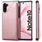 For Galaxy Note 10 Shockproof Calf Texture Protective Case with Holder & Card Slots & Frame(Rose Gold)