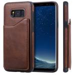 For Galaxy S8+ Shockproof Calf Texture Protective Case with Holder & Card Slots & Frame(Coffee)