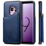 For Galaxy S9 Shockproof Calf Texture Protective Case with Holder & Card Slots & Frame(Blue)