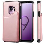 For Galaxy S9 Shockproof Calf Texture Protective Case with Holder & Card Slots & Frame(Rose Gold)