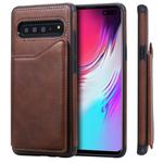 For Galaxy S10 5G Shockproof Calf Texture Protective Case with Holder & Card Slots & Frame(Coffee)
