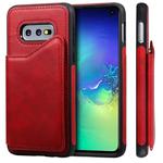 For Galaxy S10e Shockproof Calf Texture Protective Case with Holder & Card Slots & Frame(Red)