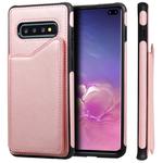 For Galaxy S10+ Shockproof Calf Texture Protective Case with Holder & Card Slots & Frame(Rose Gold)