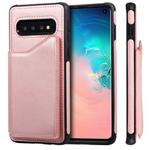 For Galaxy S10 Shockproof Calf Texture Protective Case with Holder & Card Slots & Frame(Rose Gold)