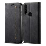 For OPPO A8 / A31 (2020) Denim Texture Casual Style Horizontal Flip Leather Case with Holder & Card Slots & Wallet(Black)