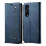 For OPPO Find X2 Pro Denim Texture Casual Style Horizontal Flip Leather Case with Holder & Card Slots & Wallet(Blue)
