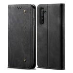 For OPPO Realme 6 Pro Denim Texture Casual Style Horizontal Flip Leather Case with Holder & Card Slots & Wallet(Black)