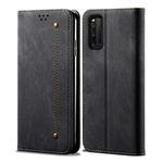 For Vivo IQOO 3 Denim Texture Casual Style Horizontal Flip Leather Case with Holder & Card Slots & Wallet(Black)