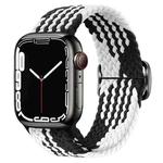 Buckle Nylon Braided Watch Band for Apple Watch Ultra 49mm&Watch Ultra 2 49mm / Series 9&8&7 45mm / SE 3&SE 2&6&SE&5&4 44mm / 3&2&1 42mm(Black White)