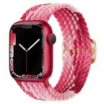 Buckle Nylon Braided Watch Band for Apple Watch Ultra 49mm&Watch Ultra 2 49mm / Series 9&8&7 45mm / SE 3&SE 2&6&SE&5&4 44mm / 3&2&1 42mm(Strawberry)