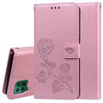 For Huawei P40 Lite Rose Embossed Horizontal Flip PU Leather Case with Holder & Card Slots & Wallet(Rose Gold)