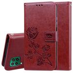 For Huawei P40 Lite Rose Embossed Horizontal Flip PU Leather Case with Holder & Card Slots & Wallet(Brown)