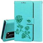 For Huawei P40 Pro Rose Embossed Horizontal Flip PU Leather Case with Holder & Card Slots & Wallet(Green)