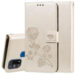 For Galaxy M31 Rose Embossed Horizontal Flip PU Leather Case with Holder & Card Slots & Wallet(Gold)