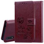 For Galaxy A01 Rose Embossed Horizontal Flip PU Leather Case with Holder & Card Slots & Wallet(Brown)