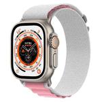 For Apple Watch Ultra 49mm Nylon Watch Band (Gray + Pink)