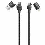 awei CL-126 1.2m 4 in 1 USB to USB-C / Type-C to 8Pin Data Fast Charging Cable(Black)