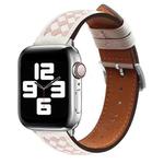 Braided Genuine Leather Watch Band for Apple Watch Ultra 49mm / Series 8&7 45mm / SE 2&6&SE&5&4 44mm / 3&2&1 42mm(Beige+Pink)