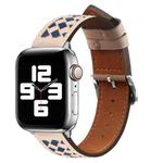 Braided Genuine Leather Watch Band for Apple Watch Ultra 49mm / Series 8&7 45mm / SE 2&6&SE&5&4 44mm / 3&2&1 42mm(Apricot+Blue)