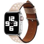 Braided Genuine Leather Watch Band for Apple Watch Series 8&7 41mm / SE 2&6&SE&5&4 40mm / 3&2&1 38mm(Apricot+Beige)