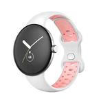 For Google Pixel Watch Two-Color Silicone Watch Band Man(White Pink)