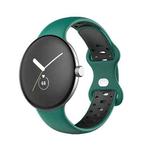 For Google Pixel Watch Two-Color Silicone Watch Band Man(Black Dark Green)