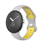 For Google Pixel Watch Two-Color Silicone Watch Band Man(Grey Yellow)