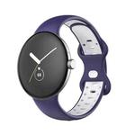 For Google Pixel Watch Two-Color Silicone Watch Band Women(Blue White)