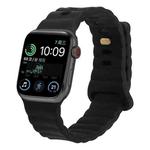 Reverse Buckle Silicone Watch Band for Apple Watch Series 8&7 41mm / SE 2&6&SE&5&4 40mm / 3&2&1 38mm(Black)