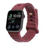 Reverse Buckle Silicone Watch Band for Apple Watch Series 8&7 41mm / SE 2&6&SE&5&4 40mm / 3&2&1 38mm(Wine Red)