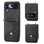 For Samsung Galaxy Z Flip3 5G Cubic Grid Calf Texture Leather Phone Case(Black)