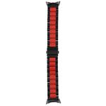 For Google Pixel Watch Three Strains Stainless Steel Metal Watch Band (Black Red)