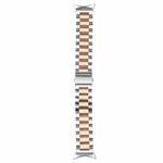 For Google Pixel Watch Three Strains Stainless Steel Metal Watch Band (Silver+Rose Gold)