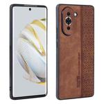 For Huawei nova 10 AZNS 3D Embossed Skin Feel Phone Case(Brown)