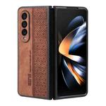 For Samsung Galaxy Z Fold4 5G AZNS 3D Embossed Skin Feel Phone Case(Brown)