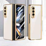 For Samsung Galaxy Z Fold4 GKK Integrated Electroplating Painted Glass Phone Case(Pink Gold)