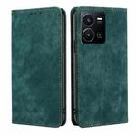 For vivo Y35 4G / Y22 / Y22s RFID Anti-theft Brush Magnetic Leather Phone Case(Green)