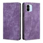 For Xiaomi Redmi A1 RFID Anti-theft Brush Magnetic Leather Phone Case(Purple)