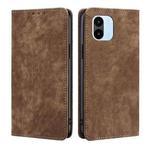 For Xiaomi Redmi A1 RFID Anti-theft Brush Magnetic Leather Phone Case(Brown)