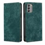 For Nokia G400 RFID Anti-theft Brush Magnetic Leather Phone Case(Green)