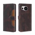 For Sharp Aquos Sense7 Skin Feel Magnetic Buckle Leather Phone Case(Brown)