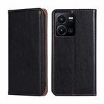 For vivo Y35 4G / Y22 / Y22s Gloss Oil Solid Color Magnetic Leather Phone Case(Black)