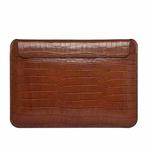 For 12 inch Laptop WIWU Ultra-thin Crocodile Texture Genuine Leather Laptop Sleeve(Brown)